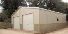 30x40x9 Metal Garage 2 bay front beige